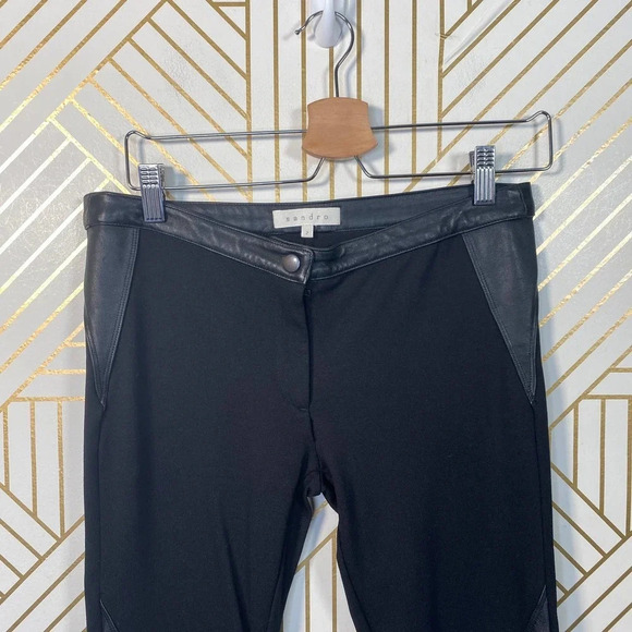 Sandro Black Leather‎ Panel Ponte Leggings - Picture 4 of 12